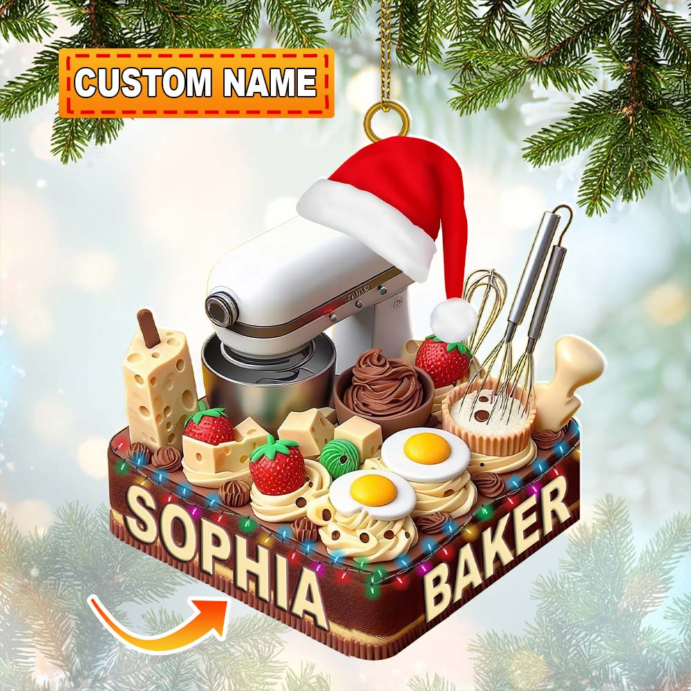Blisscorners Making Cake Christmas Ornament, Personalized Ornament2D Flat LM2211