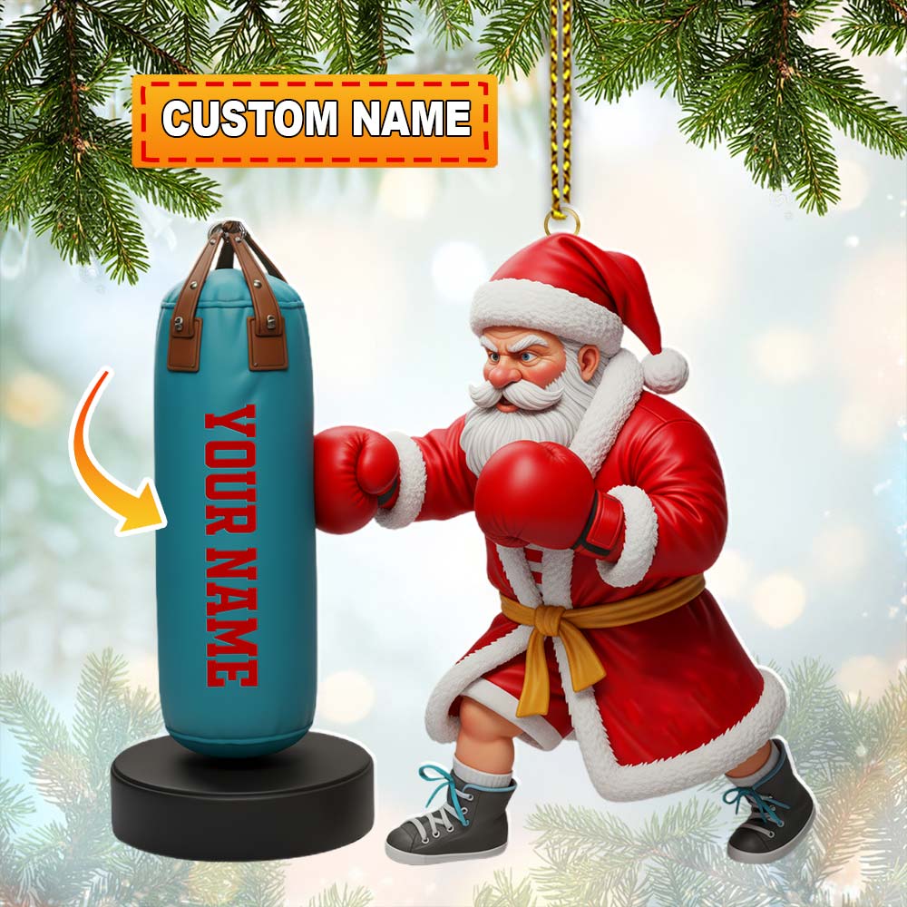 Blisscorners Santa Boxing, Home Decor, Christmas Ornament, Personalized Ornament2D Flat LM2111