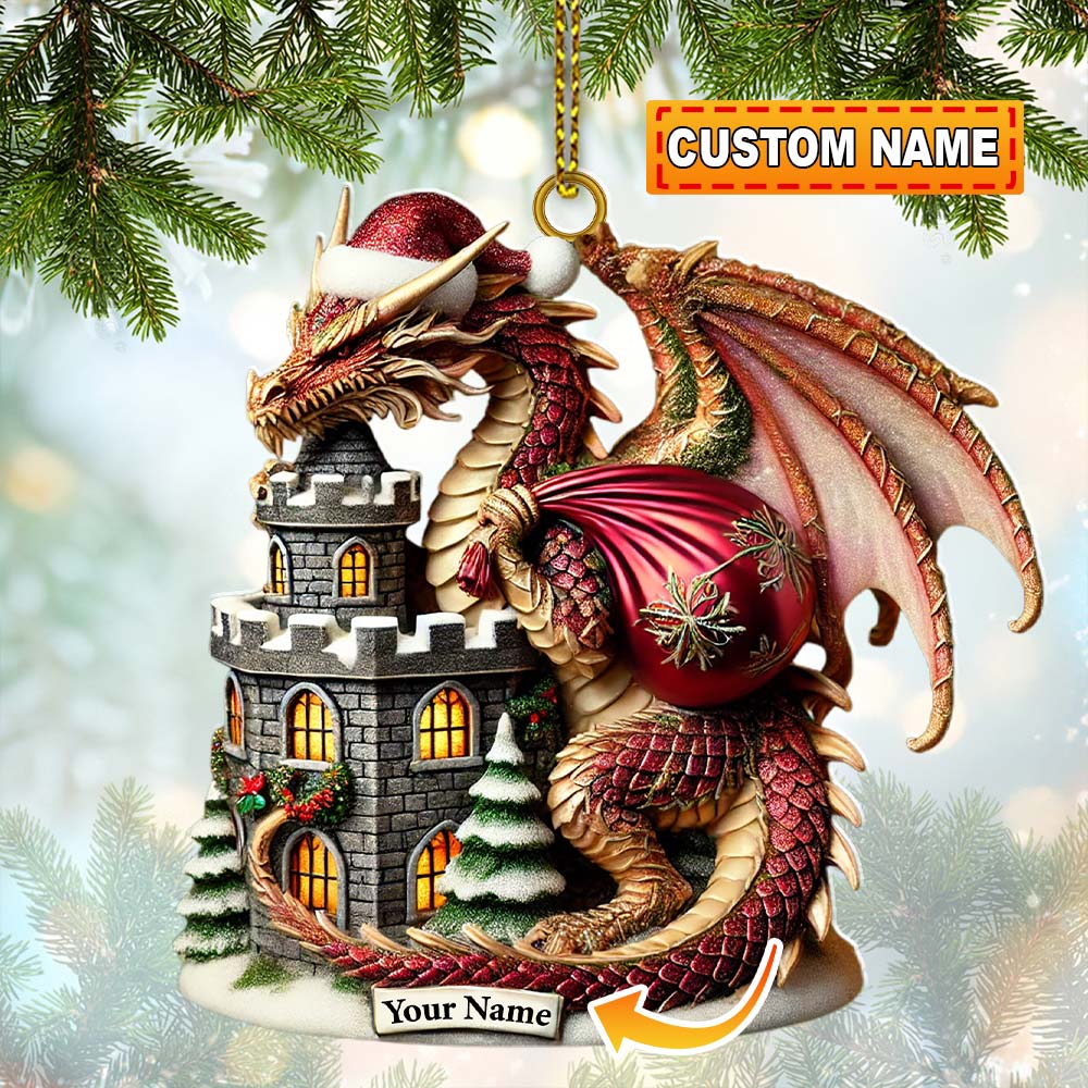 Blisscorners Custom Ornament, Dragon Castle Ornament, Christmas Decor2D Flat LM2211
