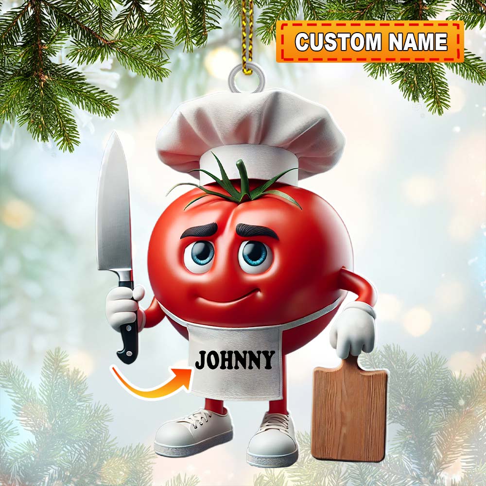 Blisscorners Tomato Chef Christmas Ornament, Personalized Ornament2D Flat LM2211