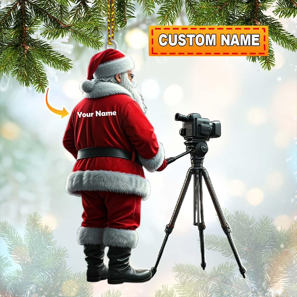 Blisscorners Custom Name Santa Photographer Ornament, Santa Christmas Gift2D Flat LM2111