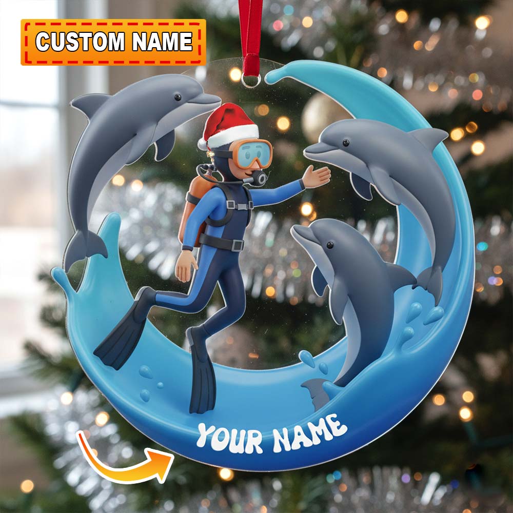 Blisscorners Dolphin Trainer Home Decor, Christmas Ornament, Personalized Ornament2D Flat LM2111