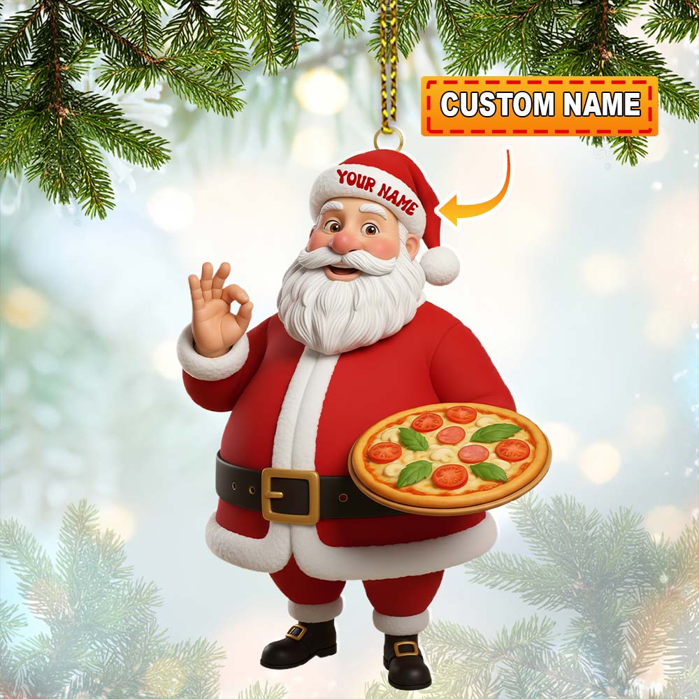 Blisscorners Pizza Chef Santa, Home Decor, Christmas Ornament, Personalized Ornament2D Flat LM2111