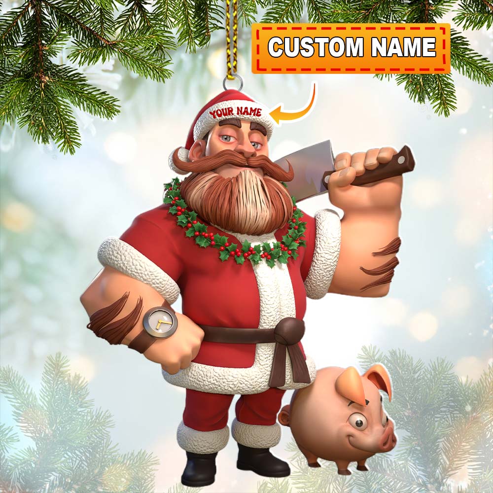 Blisscorners Christmas Butcher Home Decor, Christmas Ornament, Personalized Ornament2D Flat LM2111