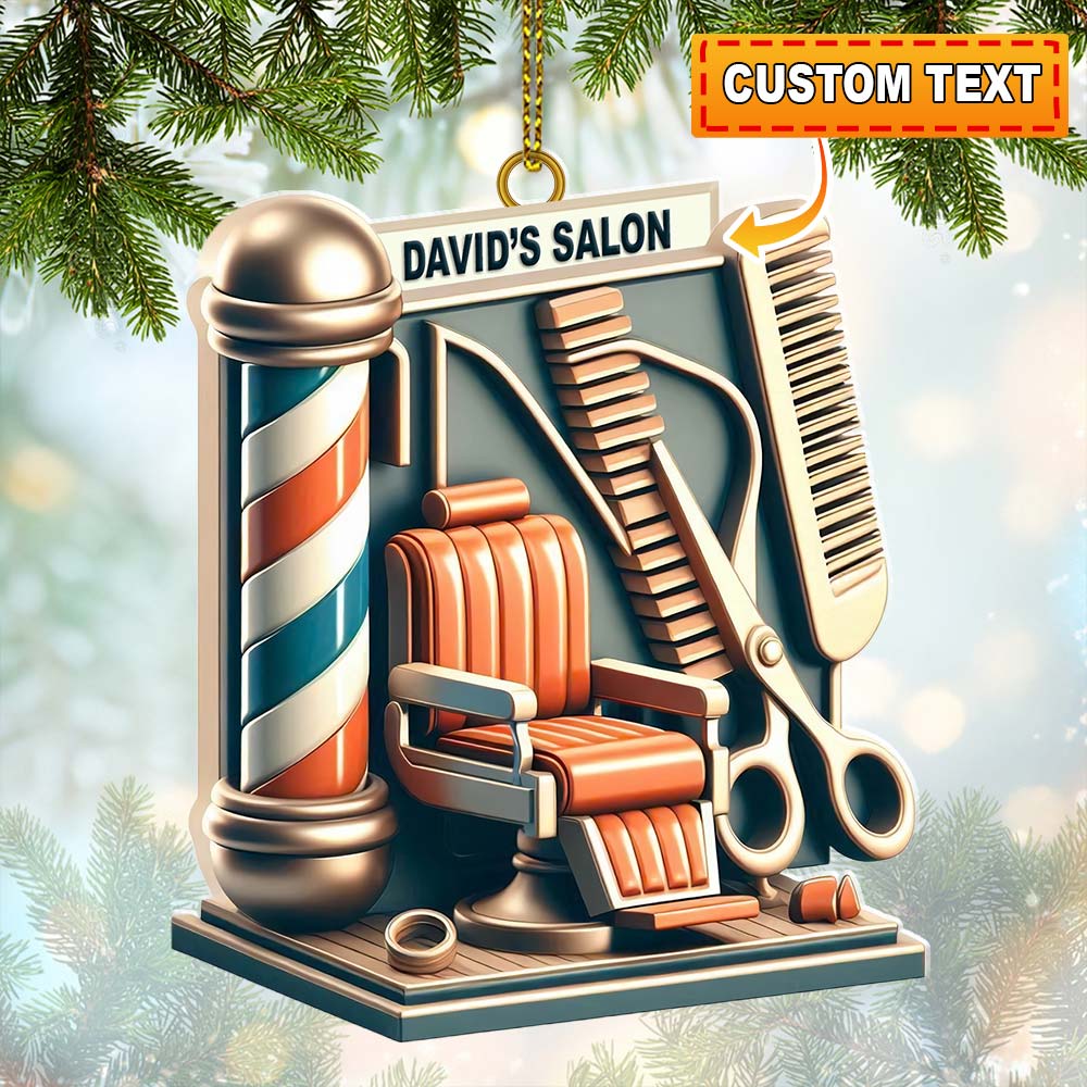 Blisscorners Custom Name Hair Salon Ornament, Hair Salon Christmas Decoration2D Flat LM2111