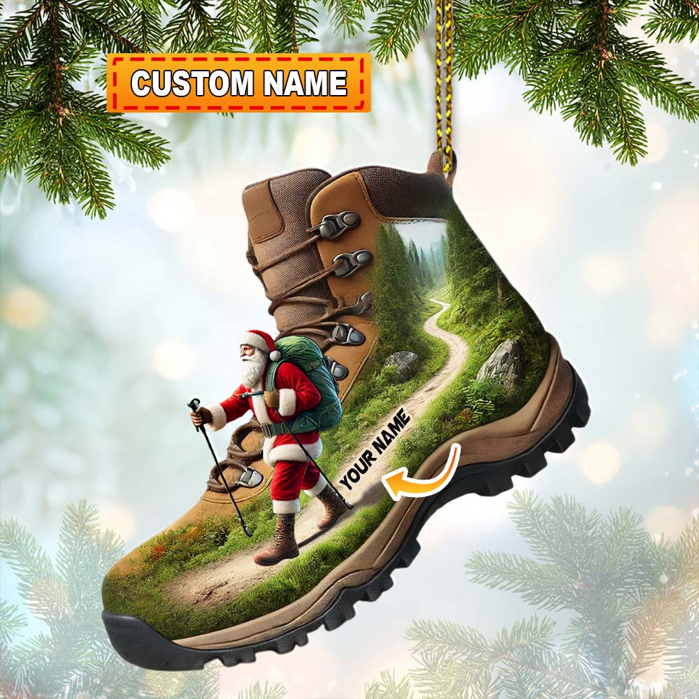 Blisscorners Custom Name Santa Hiking Ornament, Hiking Lover Christmas Gift2D Flat LM2111