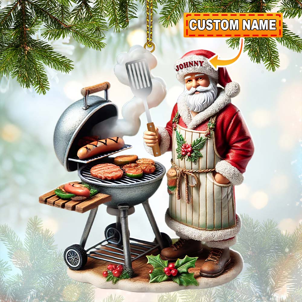 Blisscorners Custom Name Santa Grill Ornament, Christmas Gift2D Flat LM2211