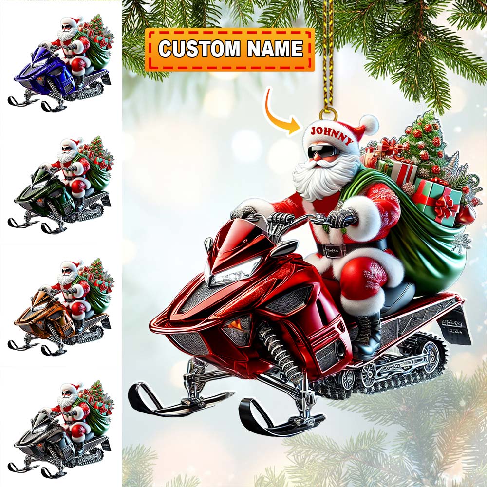 Blisscorners Custom Name Santa Mountain Bike Ornament, Santa Christmas Gift2D Flat LM2111