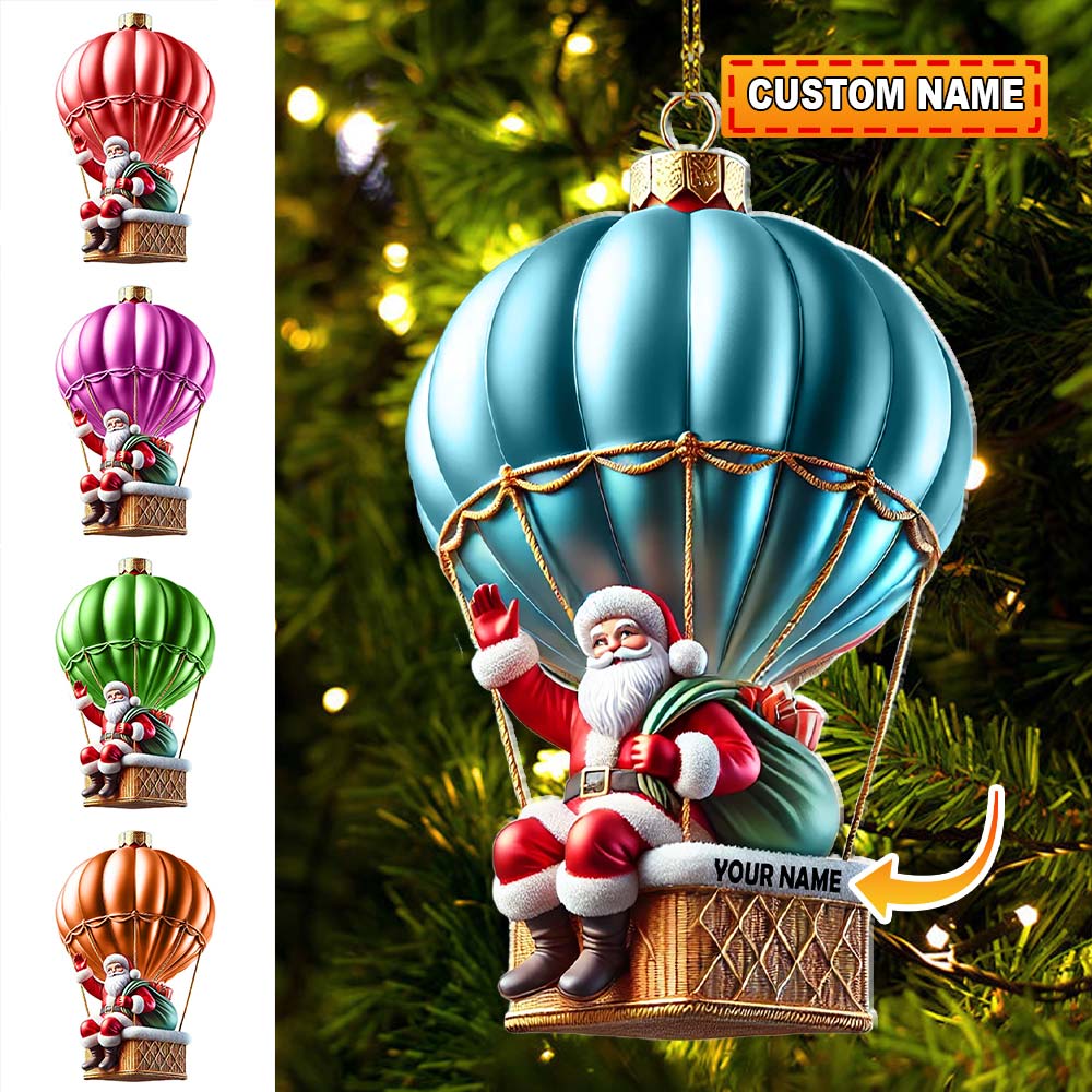 Blisscorners Custom Name Santa Hot Air Balloon Ornament, Santa Christmas Gift2D Flat LM2111