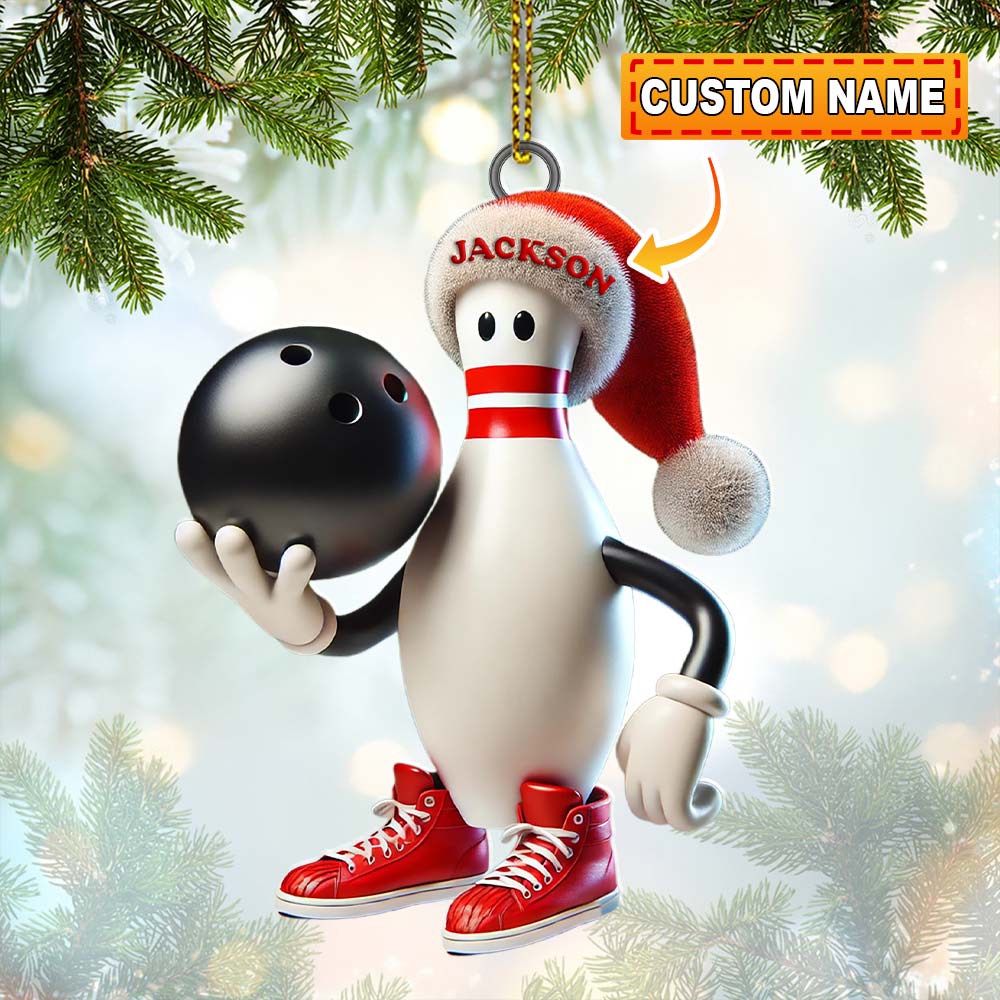 Blisscorners Custom Name Bowling Christmas Ornament, Bowling Lover Christmas Gift2D Flat LM2211