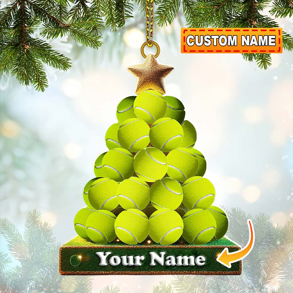 Blisscorners Tennis Ball Tree Christmas Ornament, Personalized Ornament42D Flat LM2211