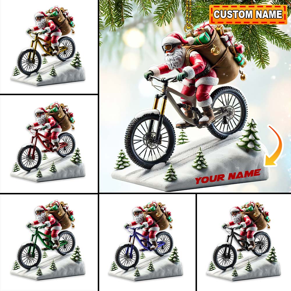Blisscorners Santa Bike Ornament, Personalized Ornament2D Flat LM2211