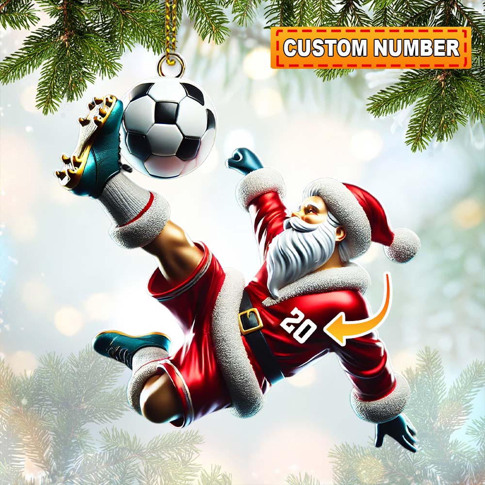 Blisscorners Custom Number Soccer Santa Ornament, Soccer Christmas Gifts2D Flat LM2211