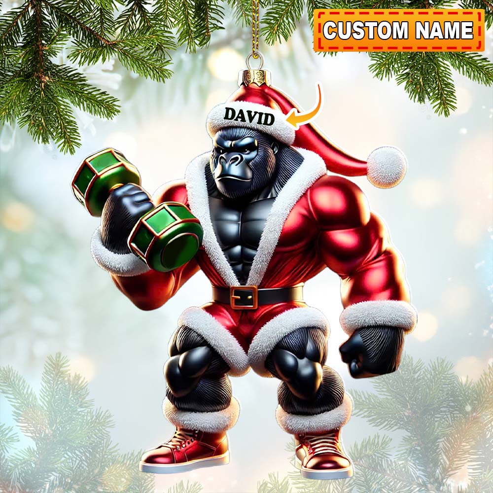 Blisscorners Black Kong Dumbbell Lift Christmas Ornament, Personalized Ornament2D Flat LM2211