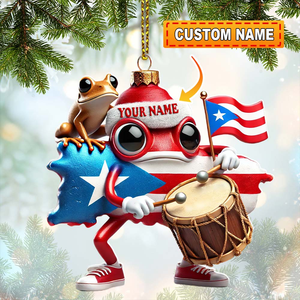 Blisscorners Custom Name Puerto Rico Ornament, Puerto Rico Lover Christmas Gift2D Flat LM2111