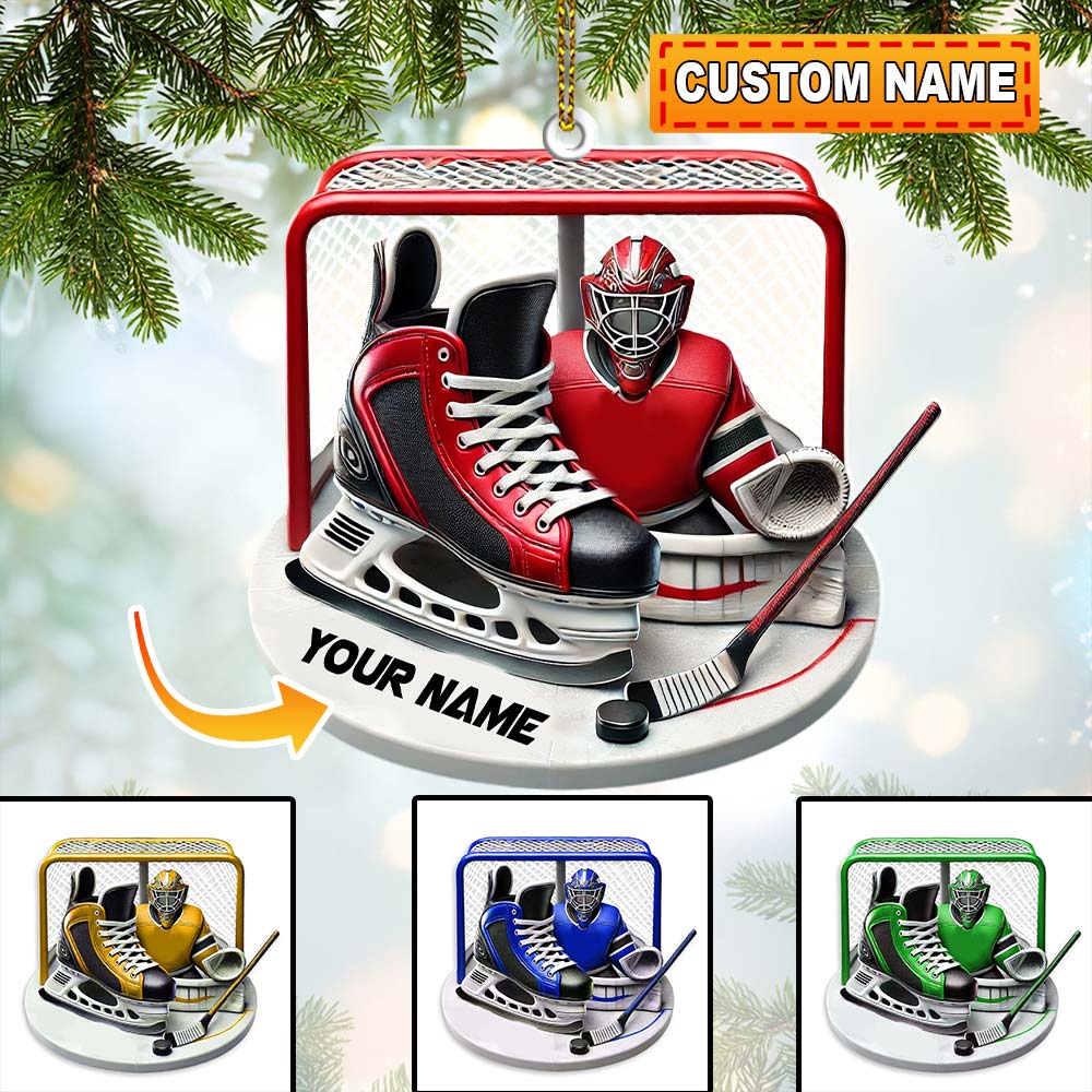 Blisscorners Custom Name Ice Hockey Ornament, Christmas Gift Decoration22D Flat LM2111
