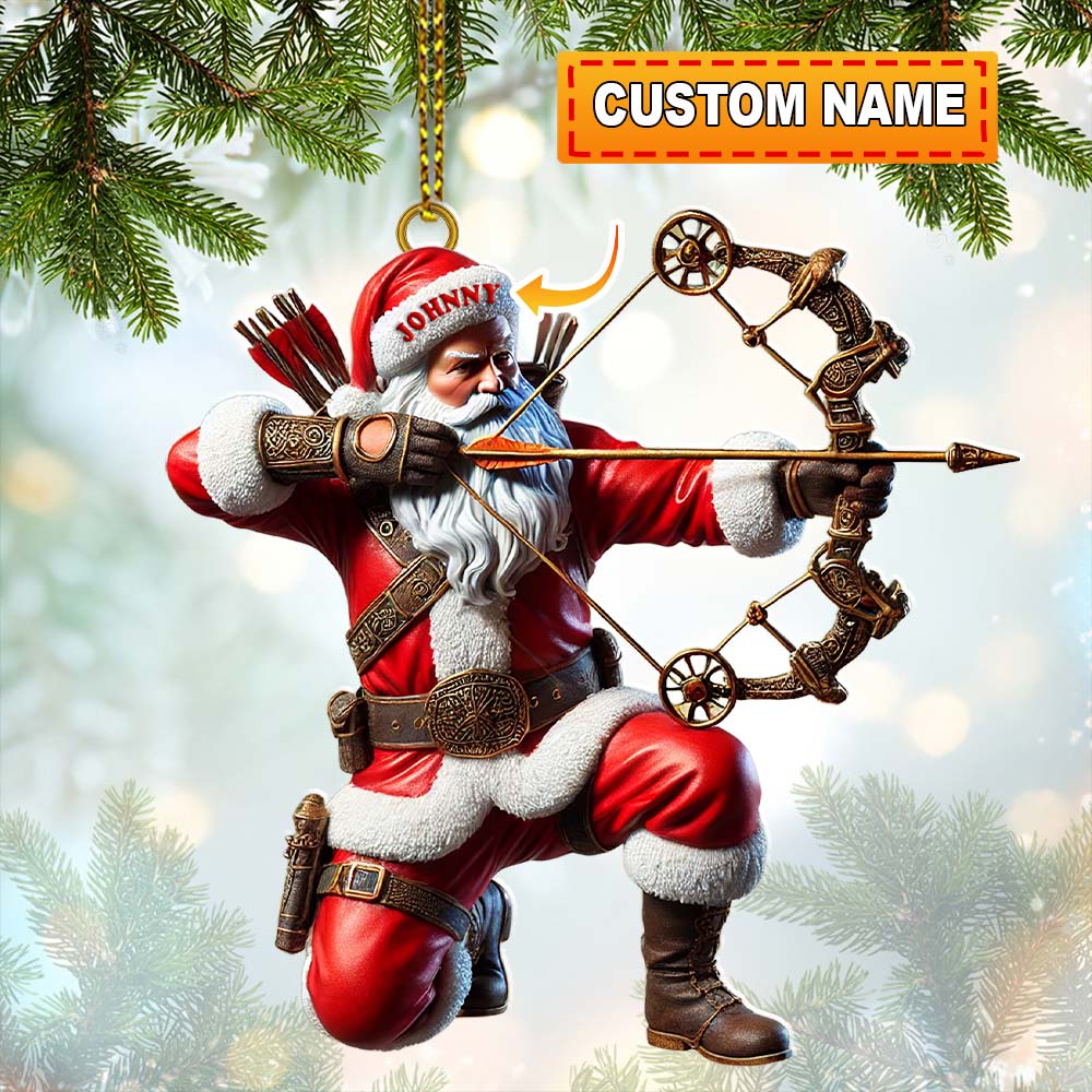 Blisscorners Custom Name Santa Archery Christmas Ornament, Christmas Gift2D Flat LM2111