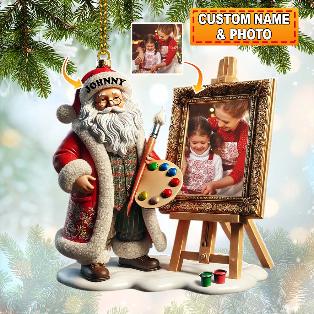 Blisscorners Custom Name and Photo Santa Ornament, Christmas Gift for Family2D Flat LM2111