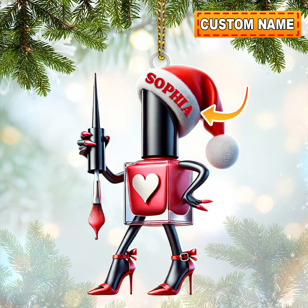 Blisscorners Custom Name Nail Salon Ornament, Nail Salon Christmas Decoration2D Flat LM2211