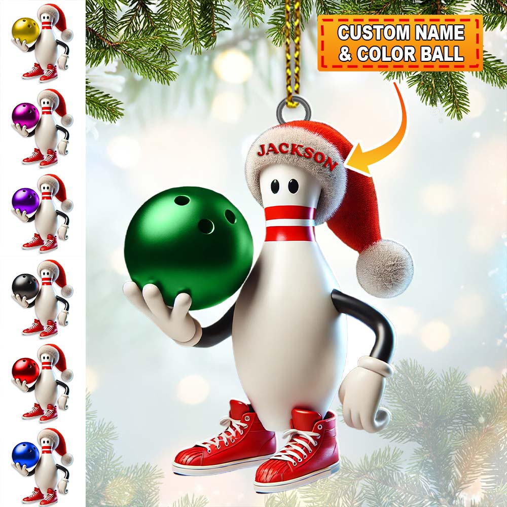 Blisscorners Custom Name Bowling Christmas Ornament, Bowling Lover Christmas Gift52D Flat LM2111