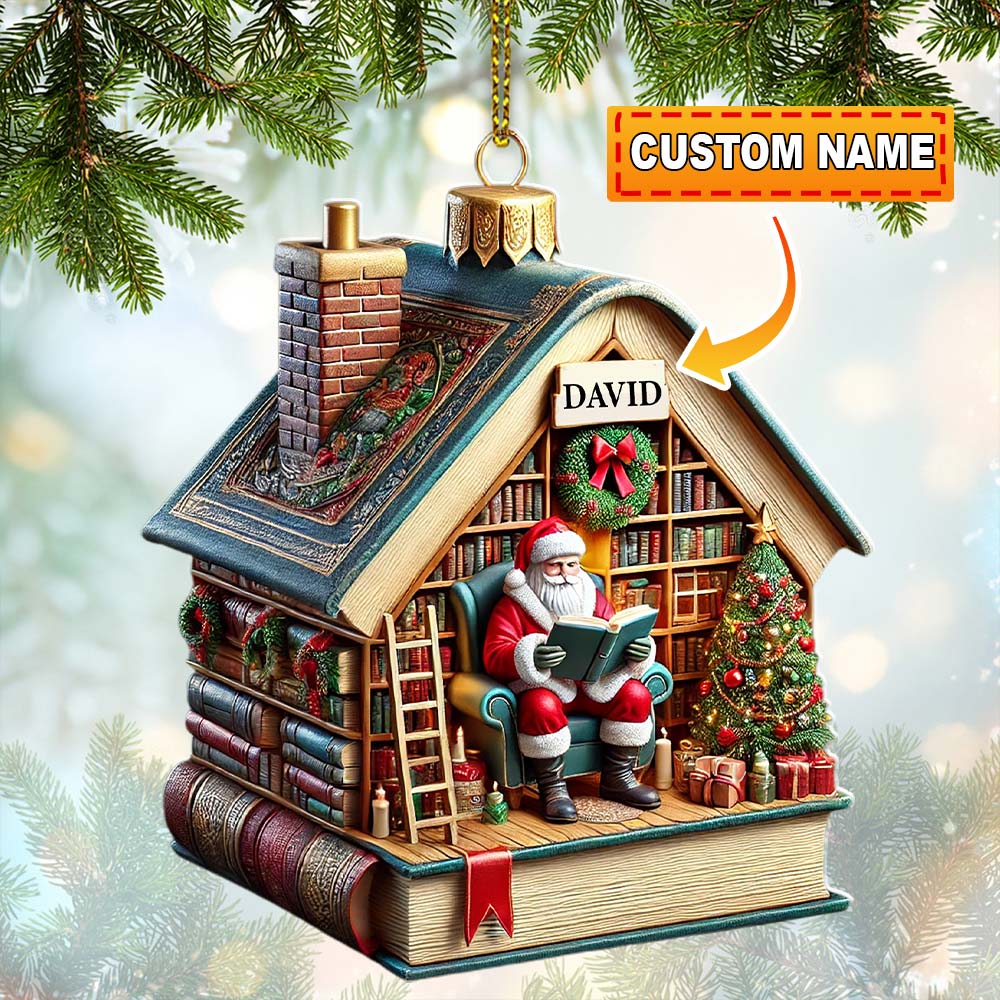 Blisscorners Santa Book Store Christmas Ornament, Personalized Ornament2D Flat LM2211