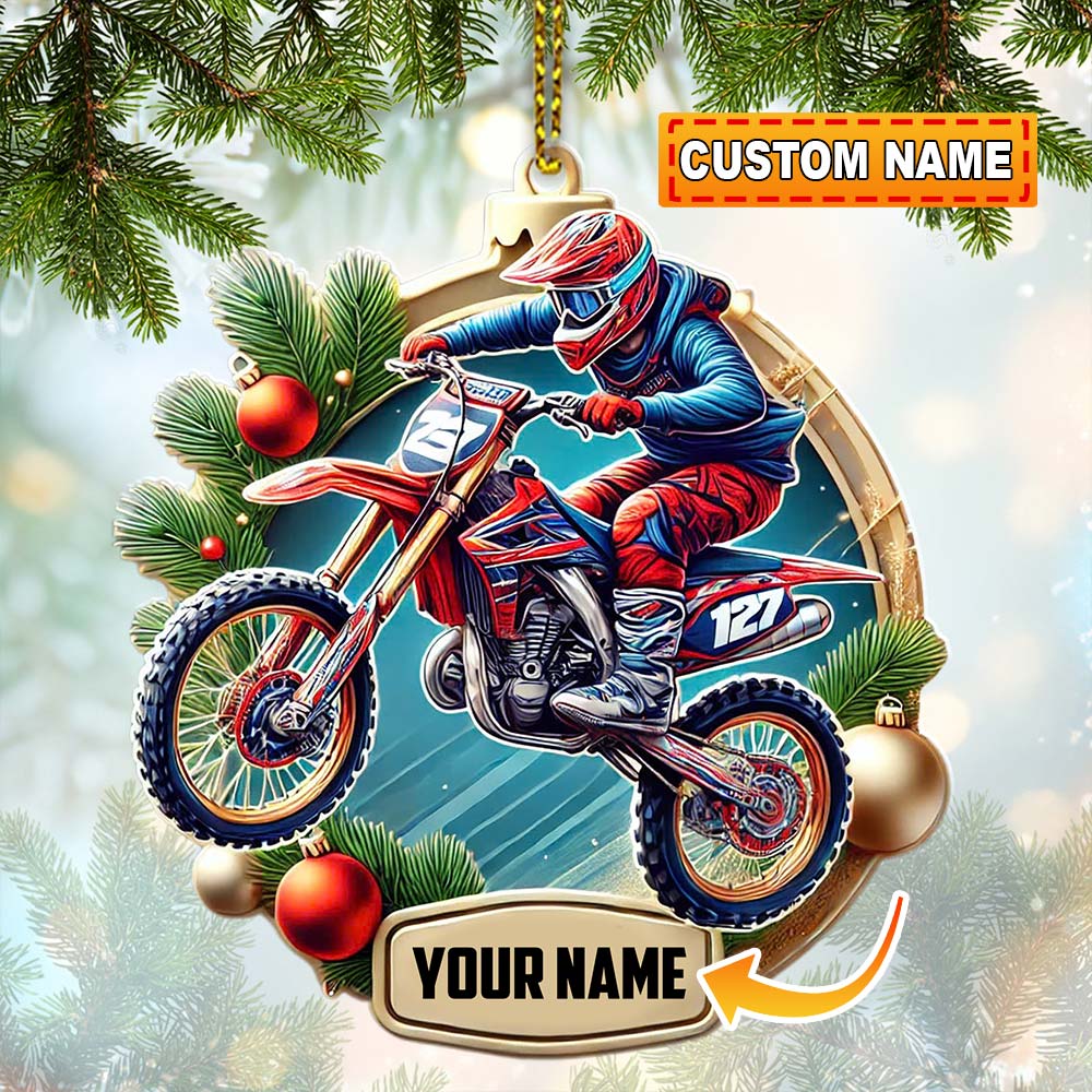 Blisscorners Custom Ornament, Motocross Ornament, Christmas Decor2D Flat LM2211