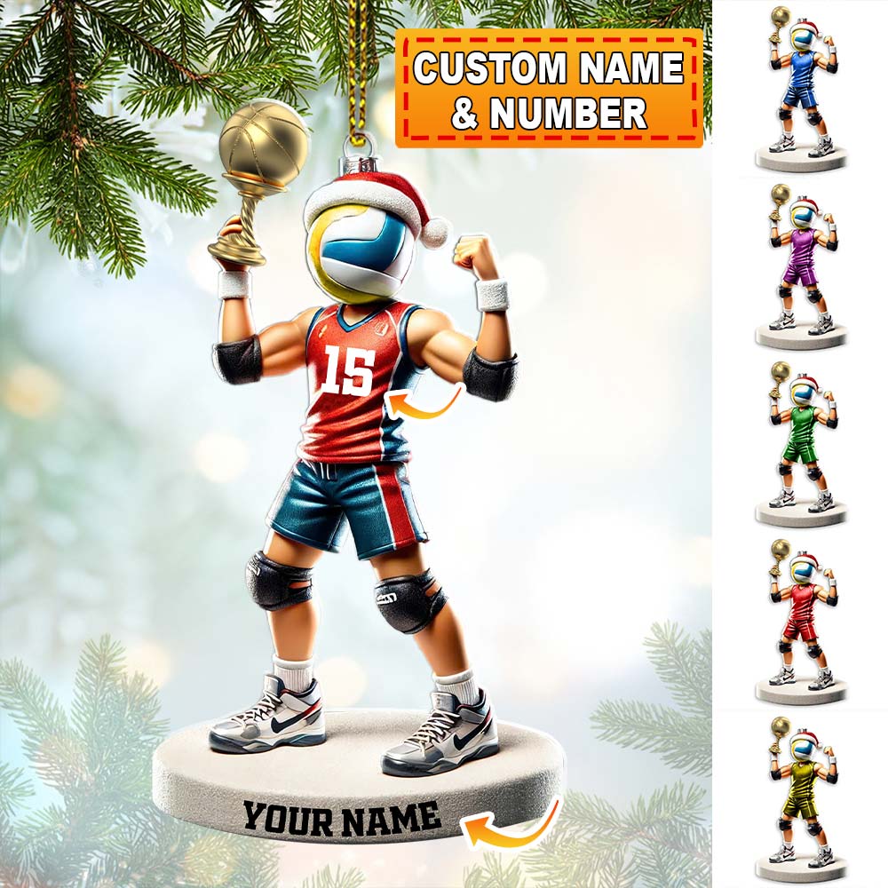 Blisscorners Custom Name and Number Volleyball Ornament, Volleyball Lover Christmas Gift2D Flat LM2111