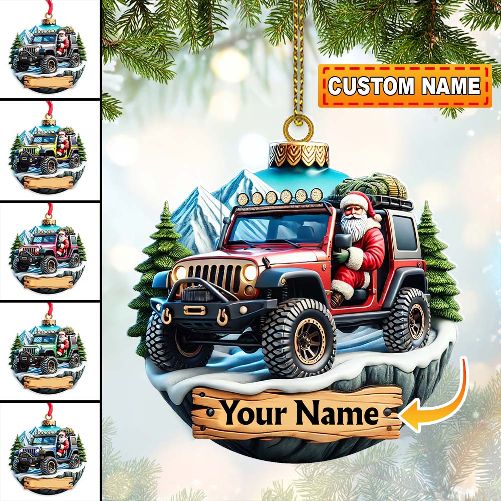 Blisscorners Custom Name Santa Ride Ornament, Santa Christmas Gift2D Flat LM2111