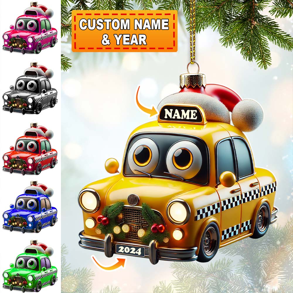Blisscorners Custom Name and Year Christmas Car Ornament, Custom Christmas Gift2D Flat LM2111