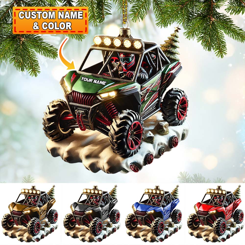 Blisscorners Custom Name Mountain Truck Ornament, Christmas Gift2D Flat LM2111