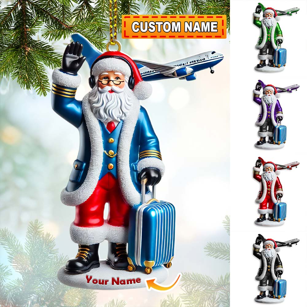 Blisscorners Custom Name Pilot Santa Ornament, Pilot Christmas Gift2D Flat LM2111
