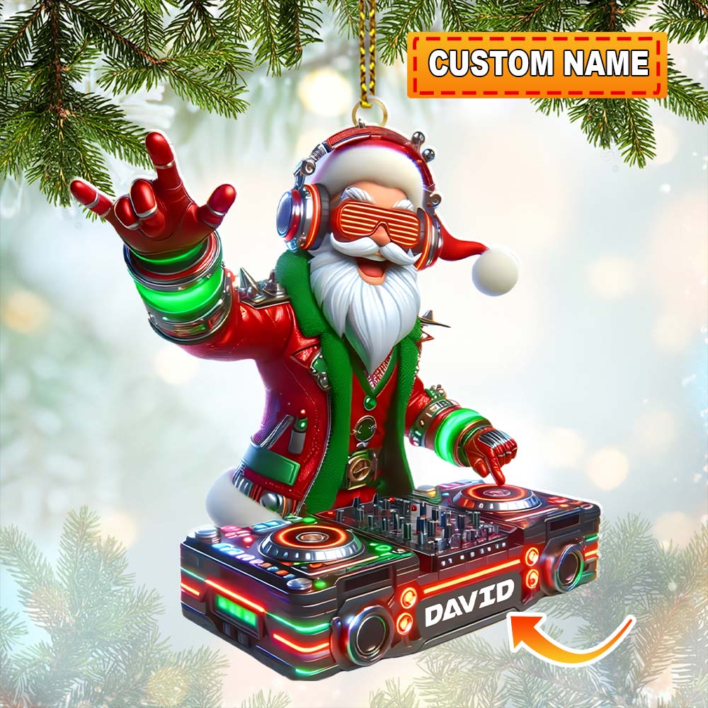 Blisscorners Christmas Santa DJ, Home Decor, Christmas Ornament, Personalized Ornament2D Flat LM2111