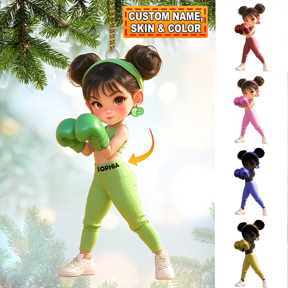 Blisscorners Custom Name Woman Boxing Ornament, Boxing Christmas Gift2D Flat LM2111