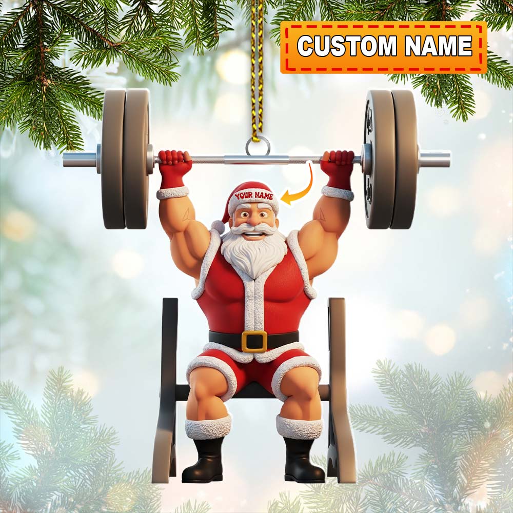 Blisscorners Christmas Weightlifting Santa, Home Decor, Christmas Ornament, Personalized Ornaments2D Flat LM2111