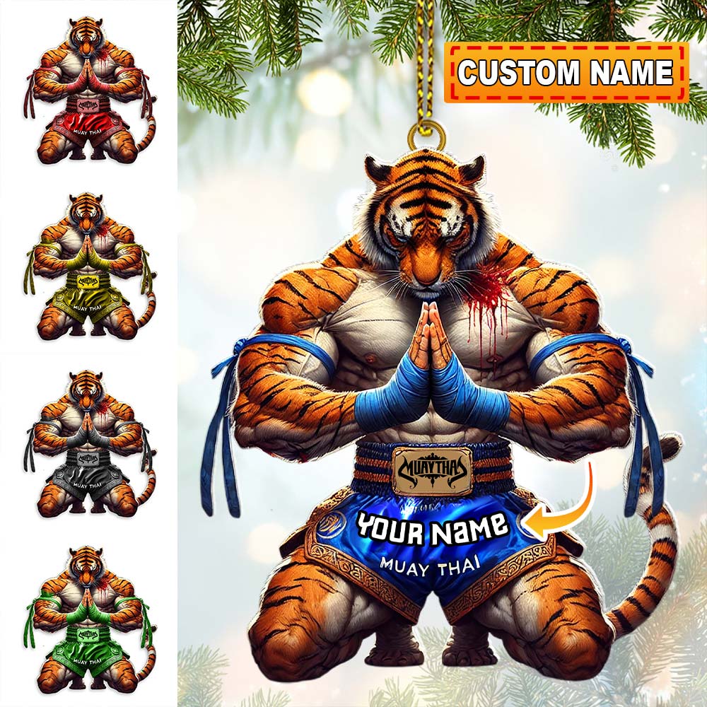 Blisscorners Custom Name Muay Thai Ornament, Christmas Gift for Muay Thai Lover2D Flat LM2211
