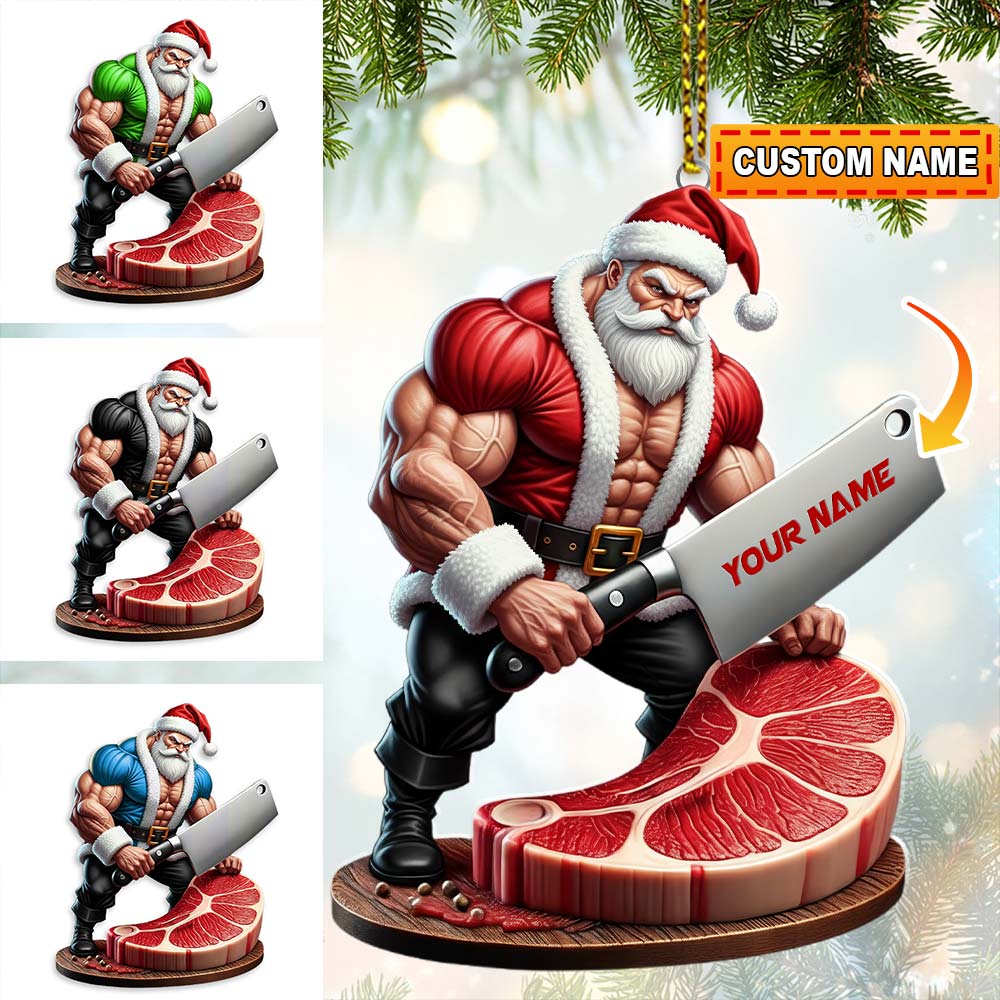 Blisscorners Christmas Butcher Santa Home Decor, Christmas Ornament, Personalized Ornament2D Flat LM2111