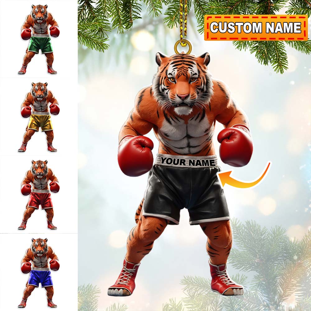 Blisscorners Custom Name Tiger Boxing Ornament, Boxing Christmas Gift Decoration2D Flat LM2111
