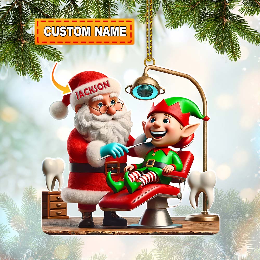 Blisscorners Custom Name Dentist Ornament, Dentist Christmas Gift52D Flat LM2111