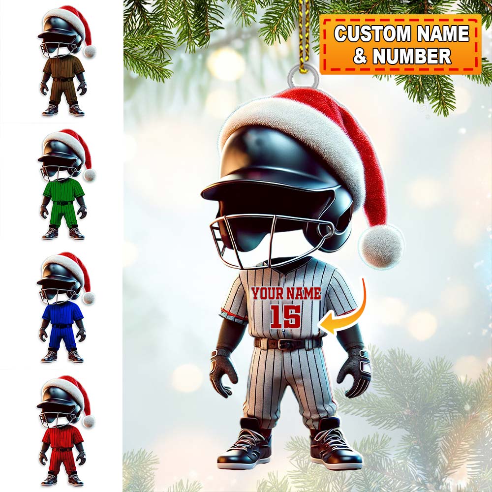 Blisscorners Custom Name and Number Baseball Ornament, Baseball Lover Christmas Gift522D Flat LM2111