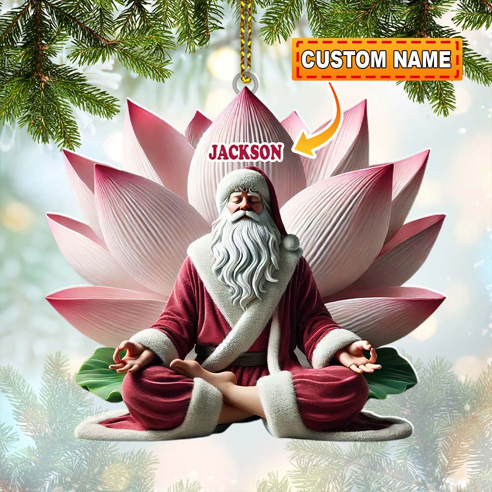 Blisscorners Custom Name Yoga Santa Ornament, Yogi Christmas Gift2D Flat LM2211