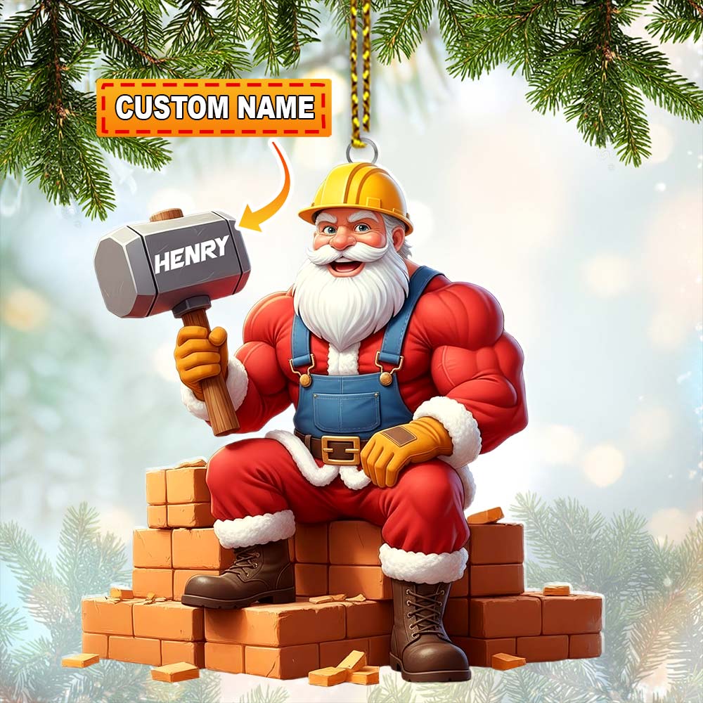 Blisscorners Christmas Santa Bricklayer, Home Decor, Christmas Ornament, Personalized Ornament2D Flat LM2111