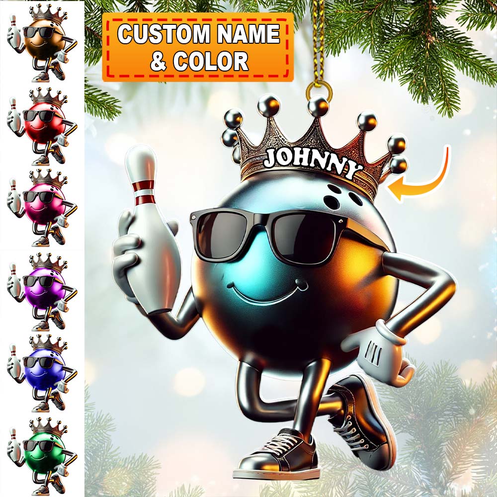 Blisscorners Custom Name Bowling Christmas Ornament, Bowling Lover Christmas Gift42D Flat LM2111