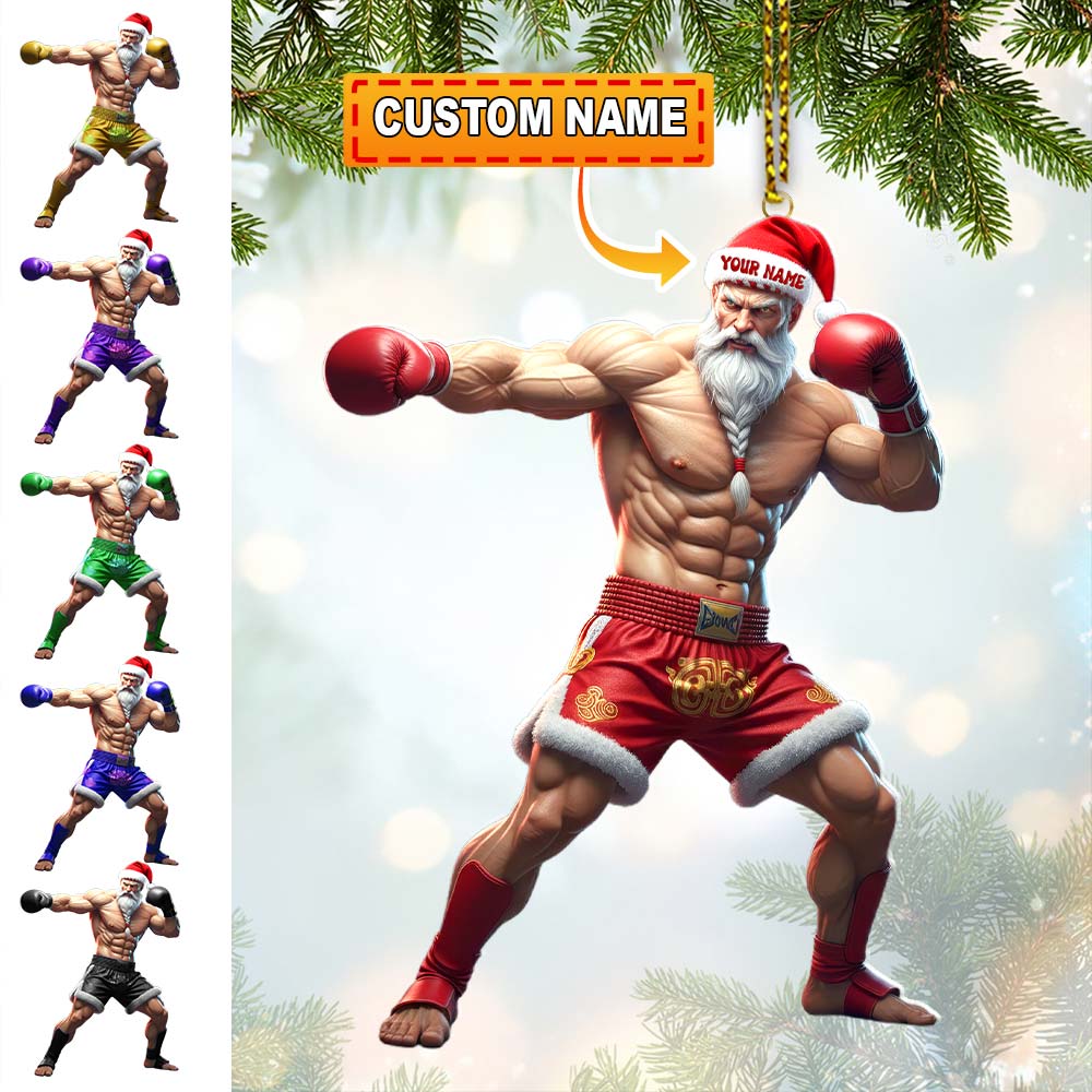 Blisscorners Muay Thai Santa, Home Decor, Christmas Ornament, Personalized Ornament2D Flat LM2111