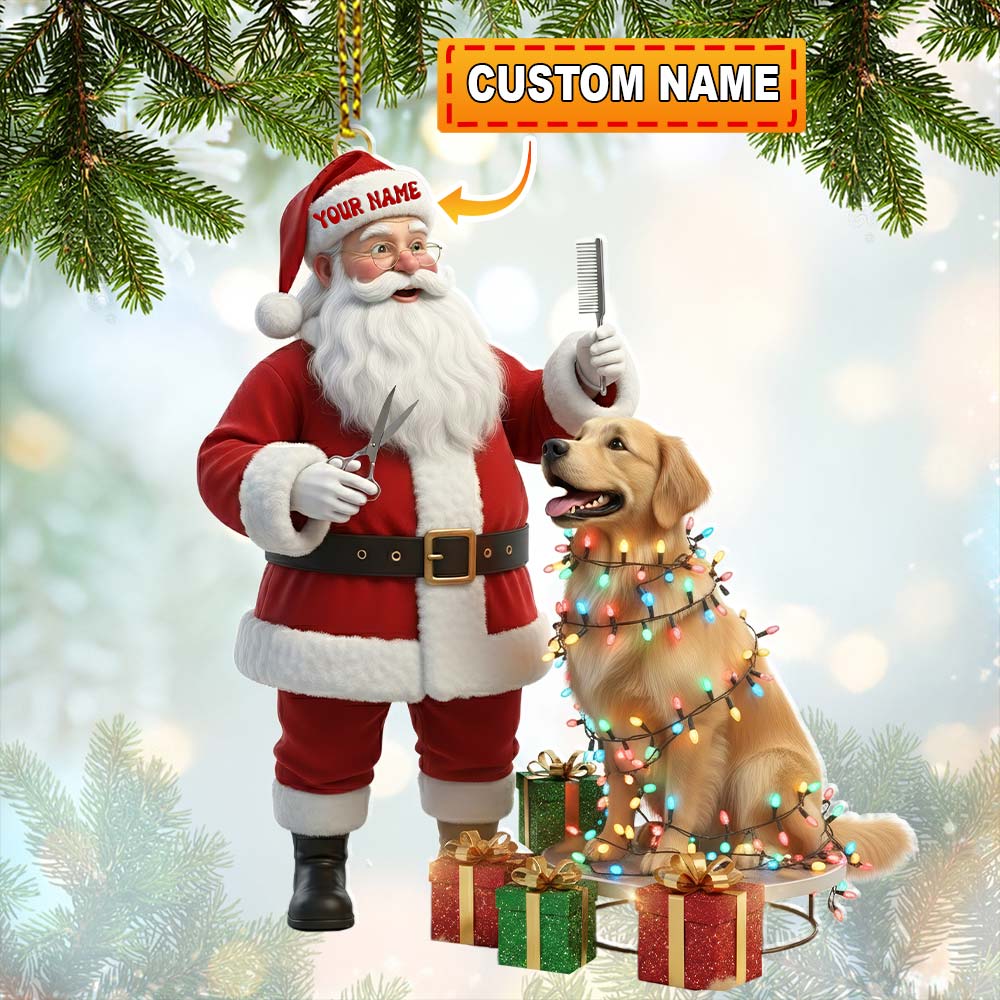 Blisscorners Santa Pet Grooming Home Decor, Christmas Ornament, Personalized Ornament2D Flat LM2111