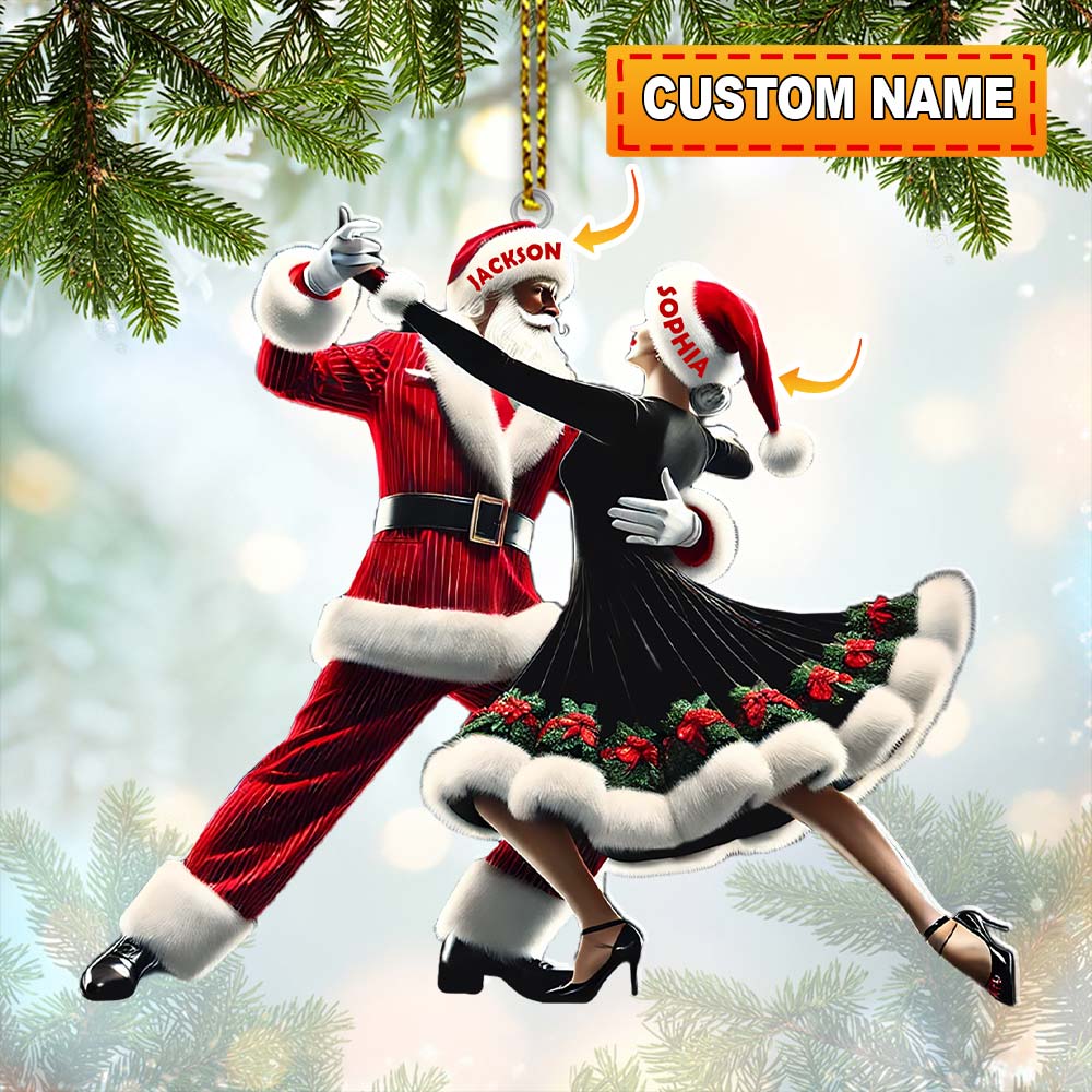 Blisscorners Custom Name Couple Dance Ornament, Couple Christmas Gift2D Flat LM2111