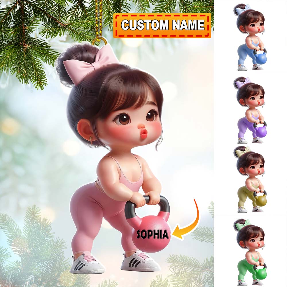 Blisscorners Custom Name Baby Girl Work Out Ornament, Work Out Christmas Gift2D Flat LM2111