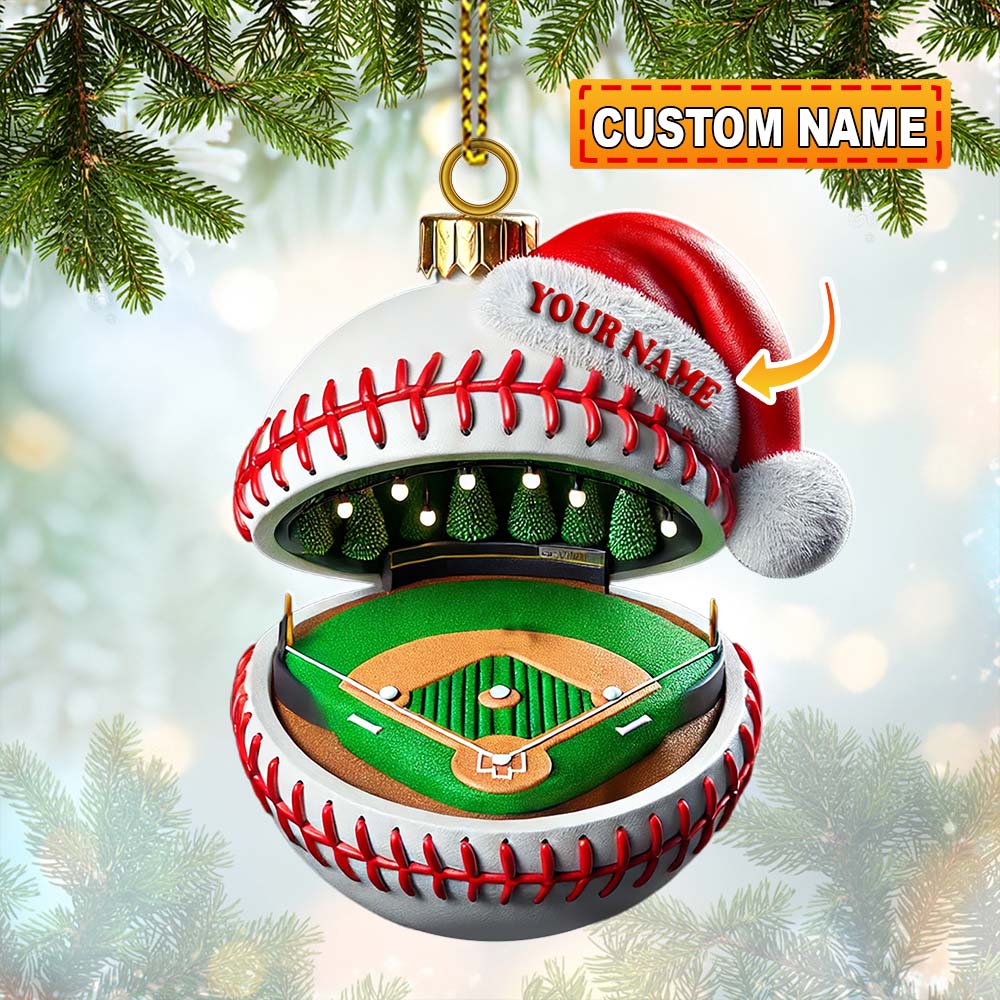 Blisscorners Custom Name Baseball Ornament, Christmas Gift for Baseball Lover62D Flat LM2111