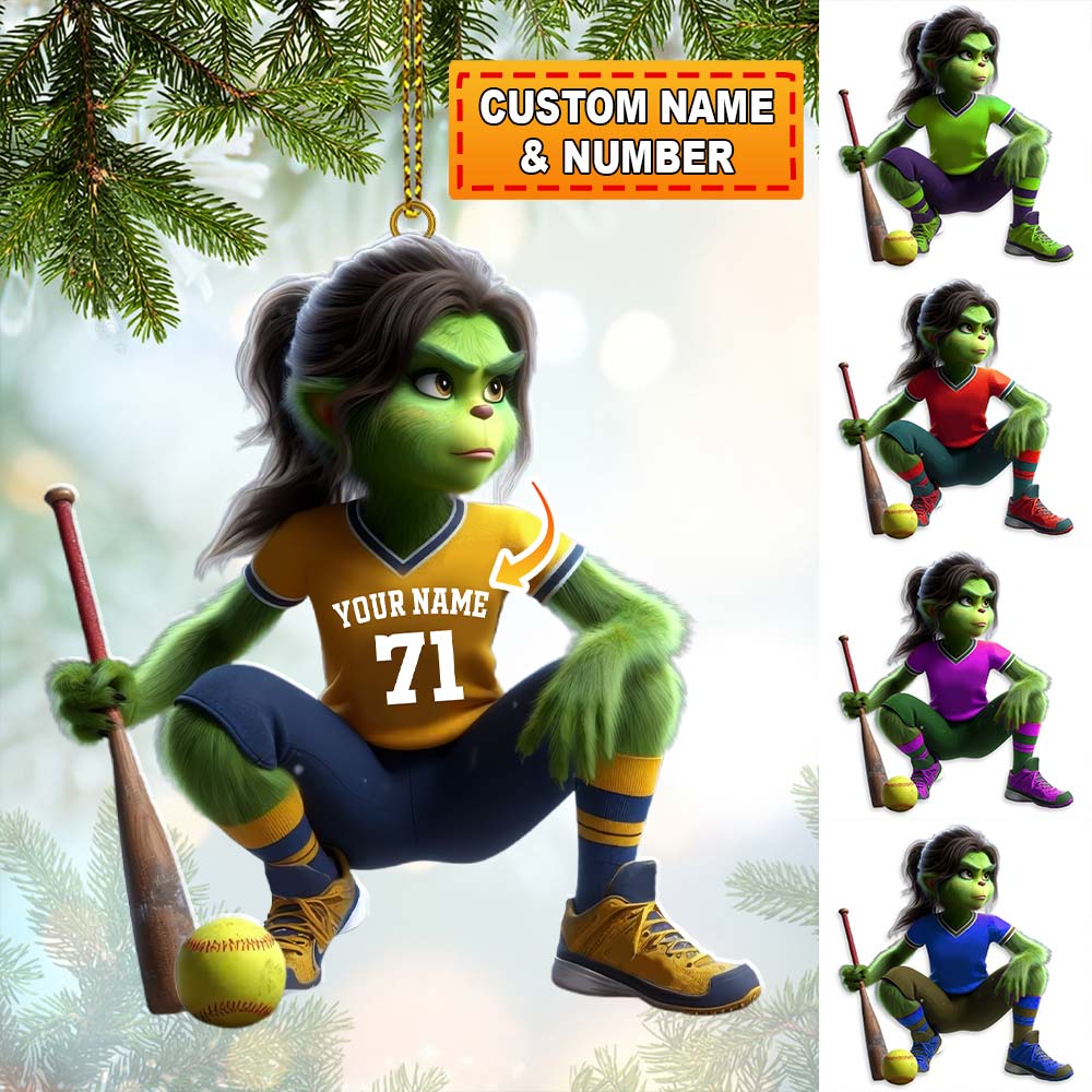 Blisscorners Custom Name and Number Baseball Ornament, Baseball Lover Christmas Gift2D Flat LM2111