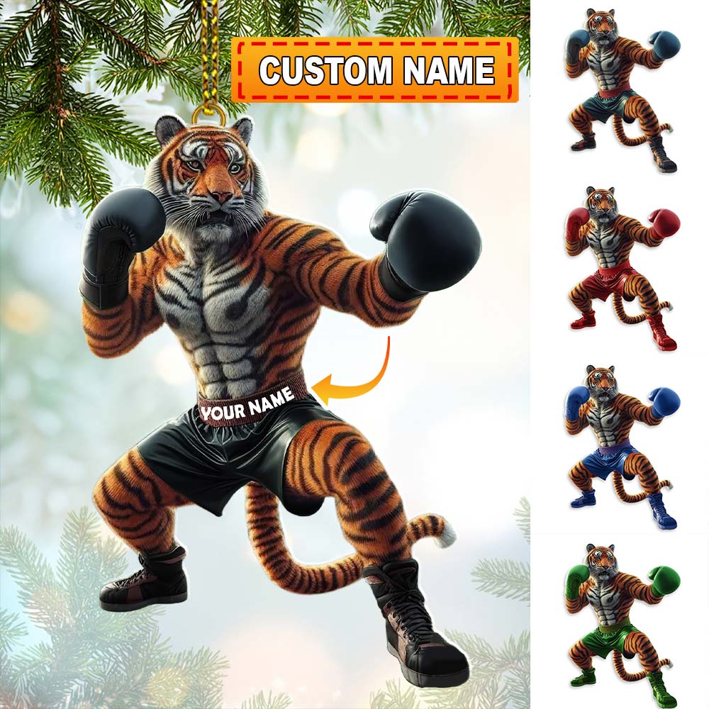 Blisscorners Custom Name Tiger Boxing Ornament, Boxing Christmas Gift2D Flat LM2111