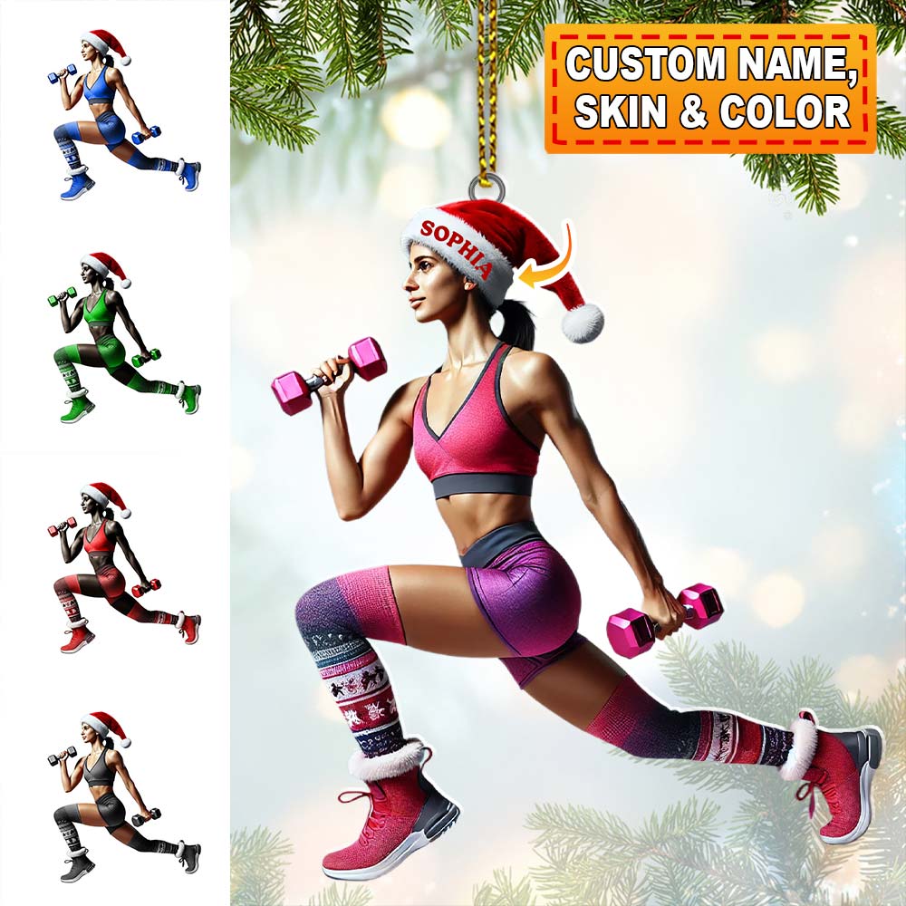 Blisscorners Custom Name Gym Work Out Woman Ornament, Gymnastics Christmas Gift2D Flat LM2111